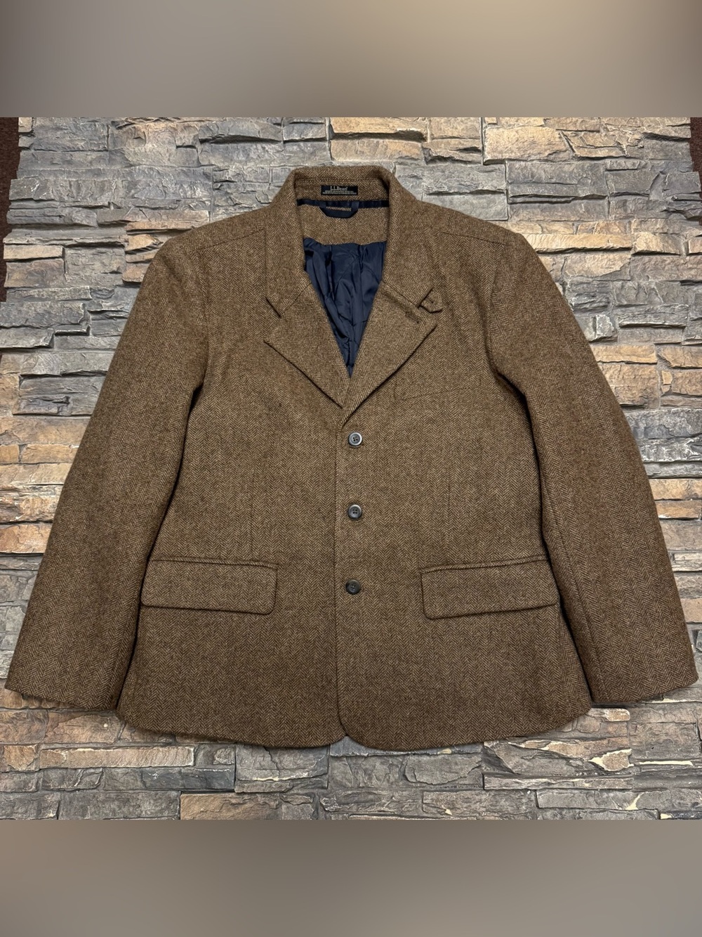 Vintage LL Bean Wool Tweed Sport Coat Jacket Blazer Men 42 Short Insulated Brown